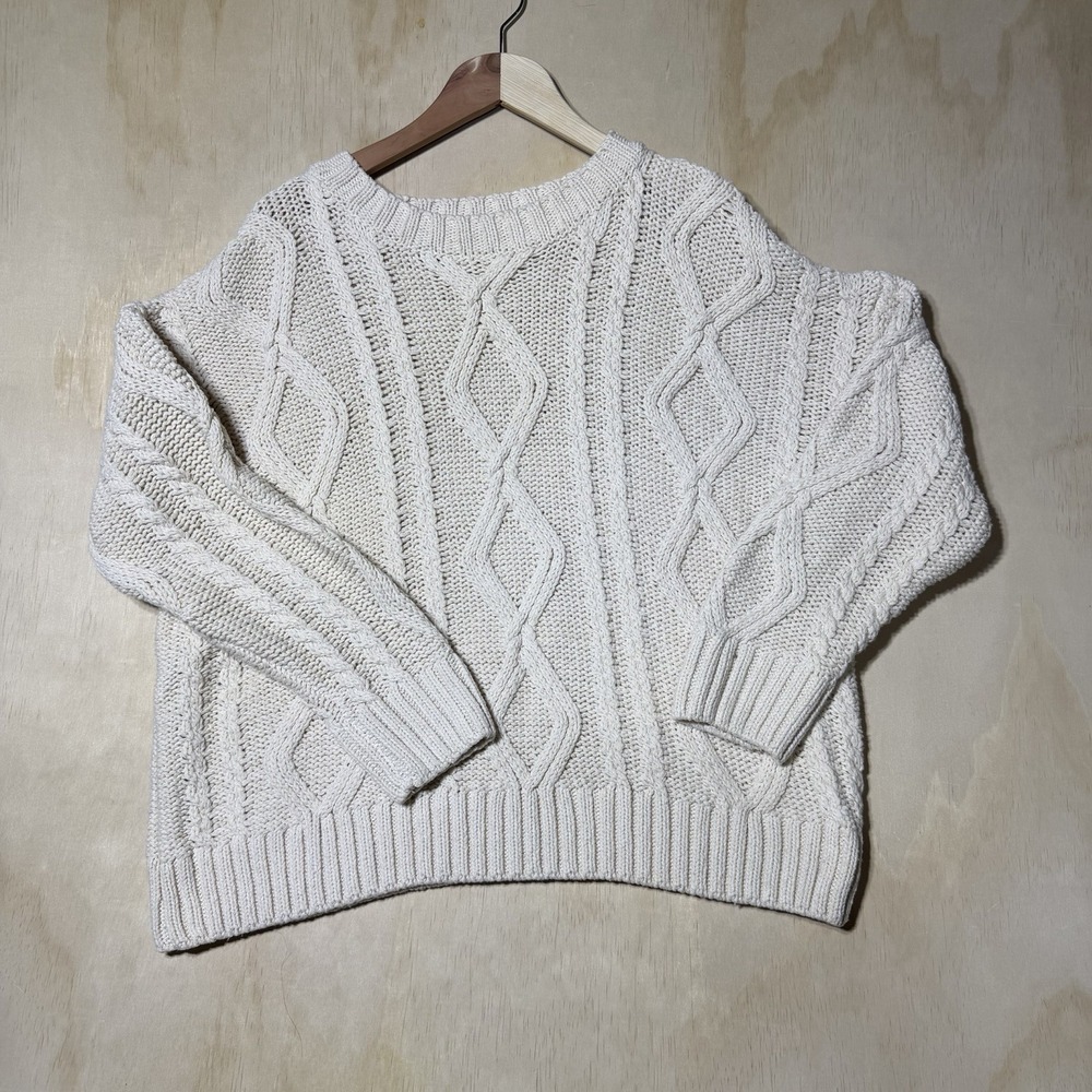 Princess Polly Women's S/M Cream Cable Knit Chunky Oversized Pullover Sweater